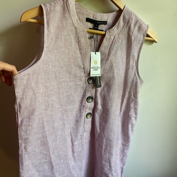 Harve Benard Linen Red & White Striped Tank Top - Picture 7 of 10